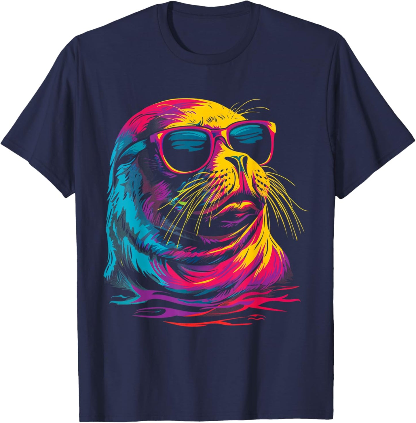 Seal Sunglasses Sea Lion Ocean Animal T-Shirt - T-Shirt | Navy