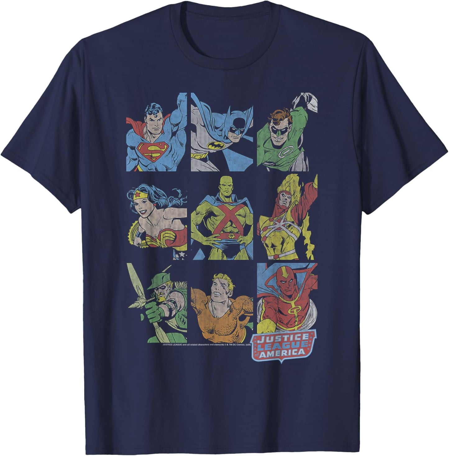 DC Comics Justice League Vintage Box Up T-Shirt - T-Shirt | Navy