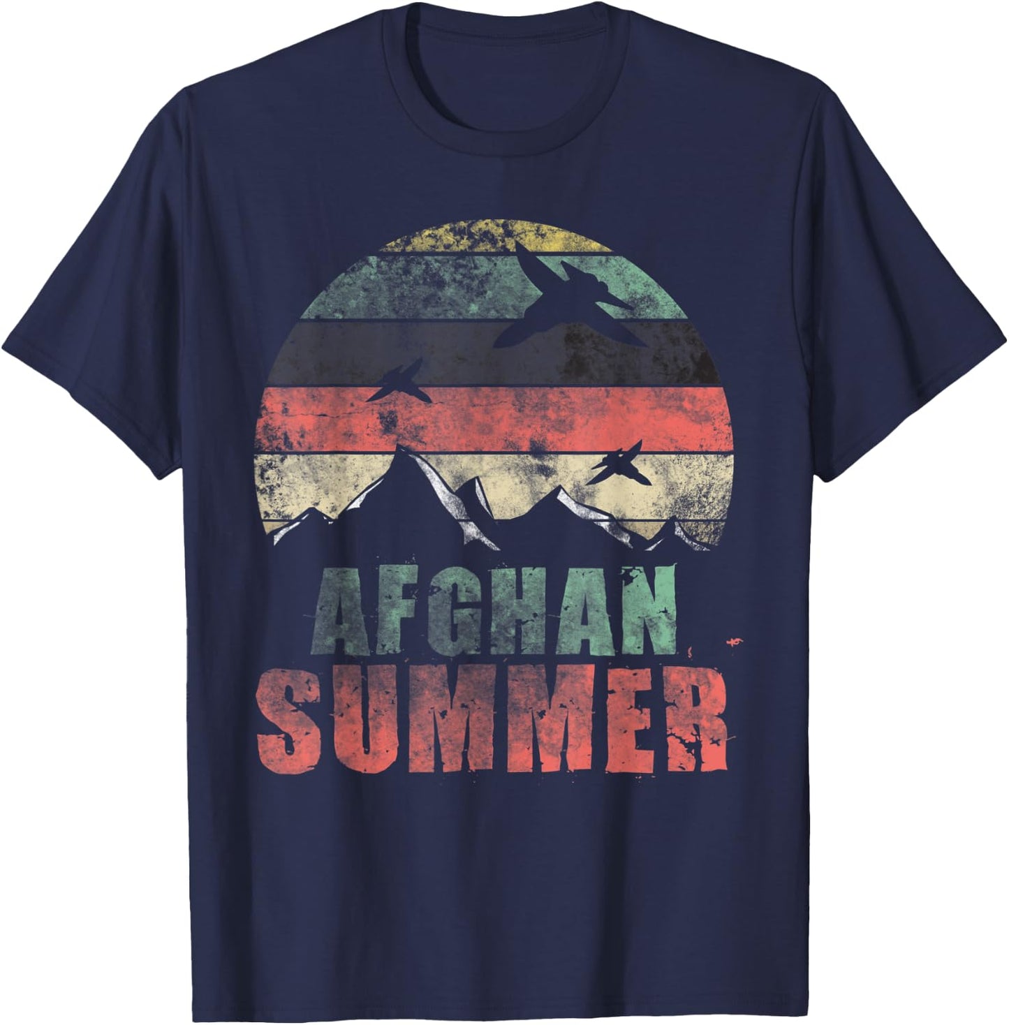 Afghan Summer Warplane War Veteran Men Women T-Shirt - T-Shirt | Navy