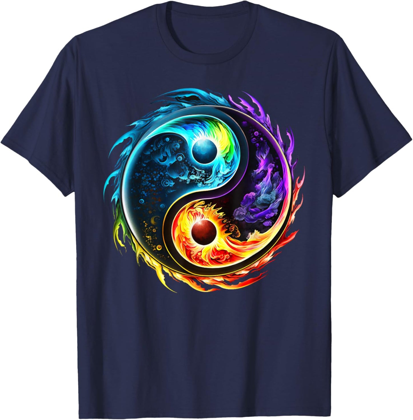 YIN YANG, Taoism, Tai chi, Qi gong, polarity, duality, yoga T-Shirt - T-Shirt | Navy