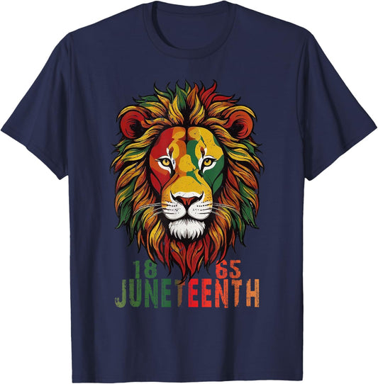 Juneteenth Men Women African American Black Lion 1865 King T-Shirt - T-Shirt | Navy