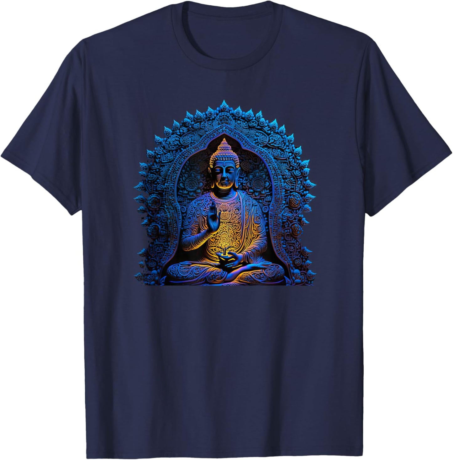 Buddha Statue Yoga Buddhist Zen Buddhism Meditation T-Shirt - T-Shirt | Navy