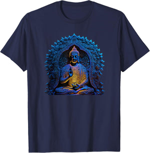 Buddha Statue Yoga Buddhist Zen Buddhism Meditation T-Shirt - T-Shirt | Navy
