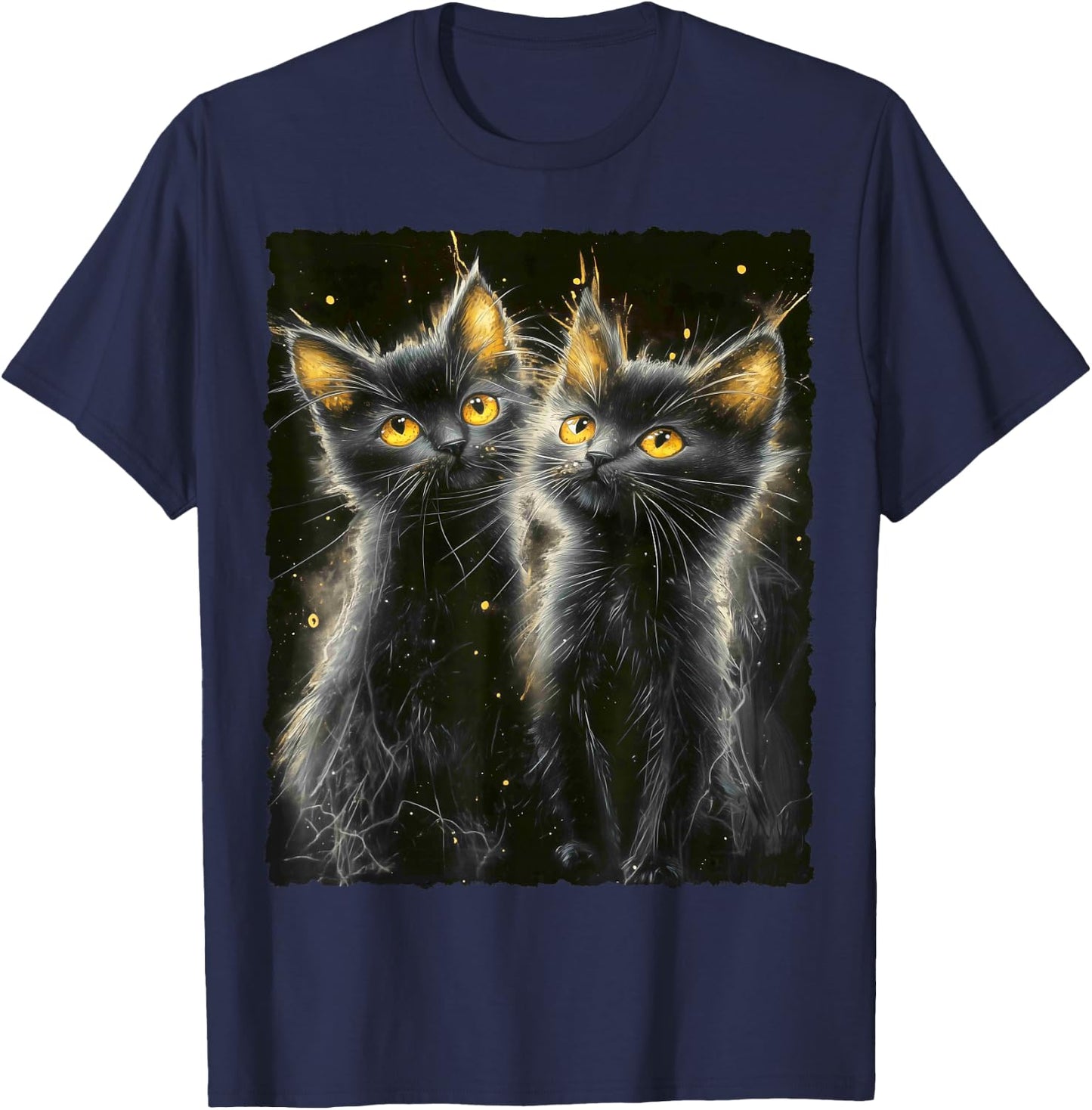 Cute Magical Cat Kitten Fantasy Art Design T-Shirt - T-Shirt | Navy