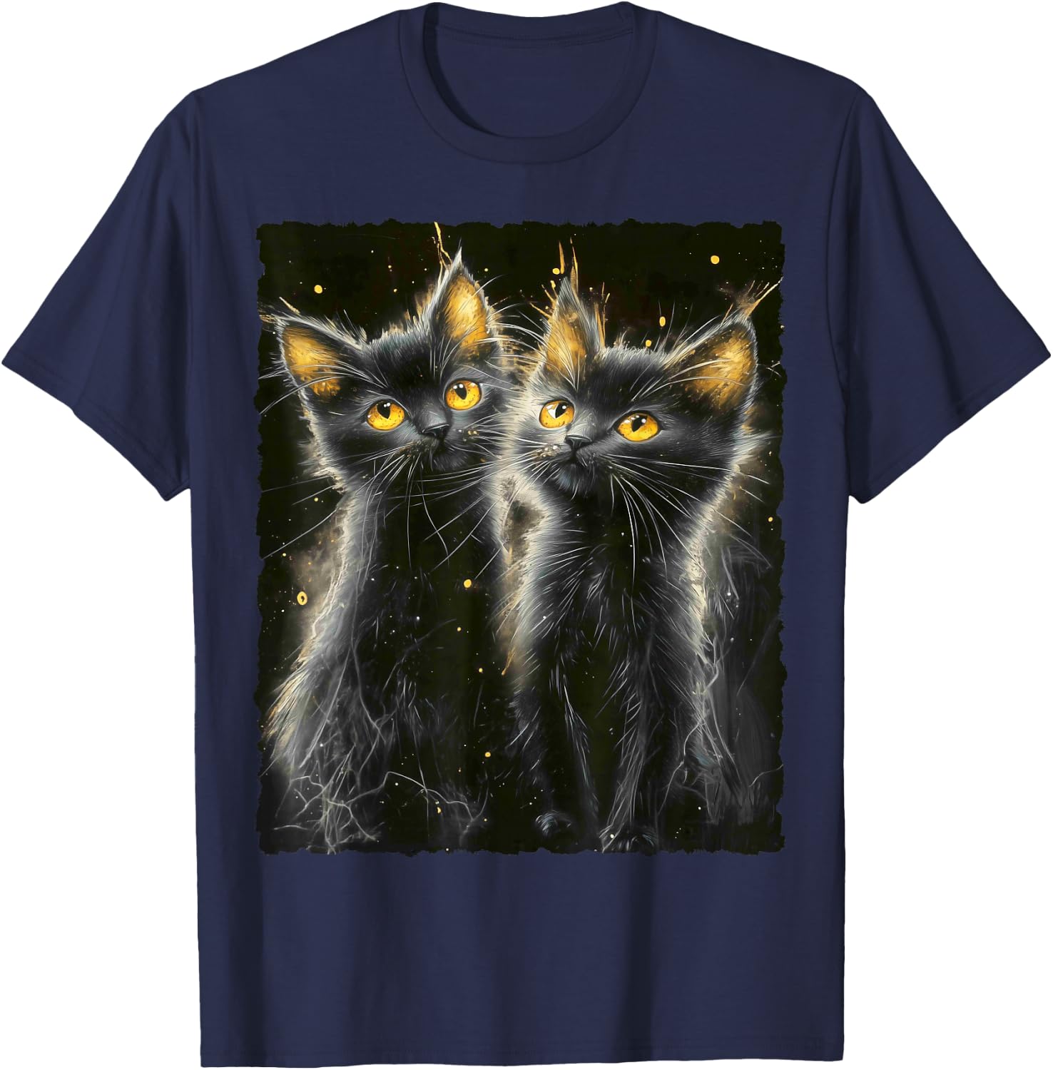 Cute Magical Cat Kitten Fantasy Art Design T-Shirt - T-Shirt | Navy