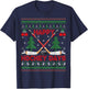 Xmas Sweater Happy Hockeydays Ugly Ice Hockey Christmas T-Shirt - T-Shirt | Navy