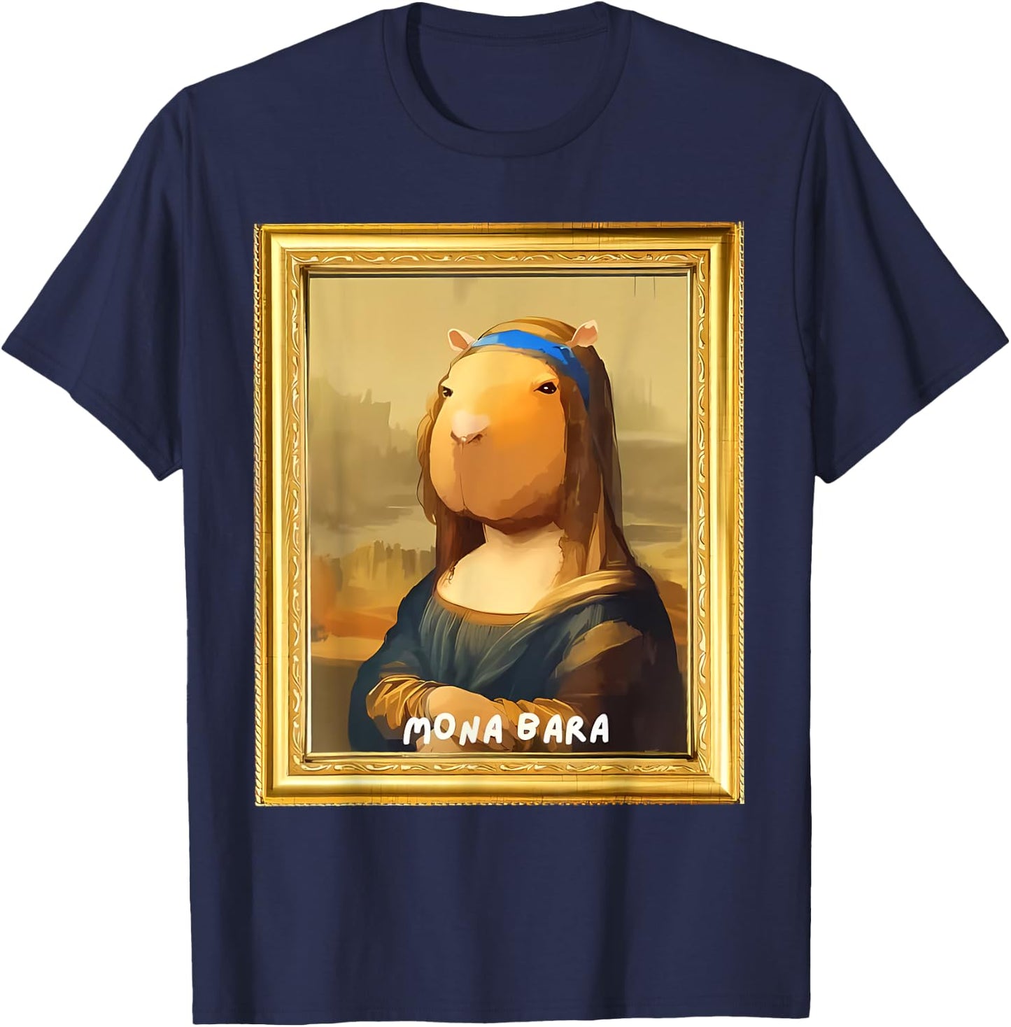 Funny Capybara Monabara Graphic Women T-Shirt - T-Shirt | Navy