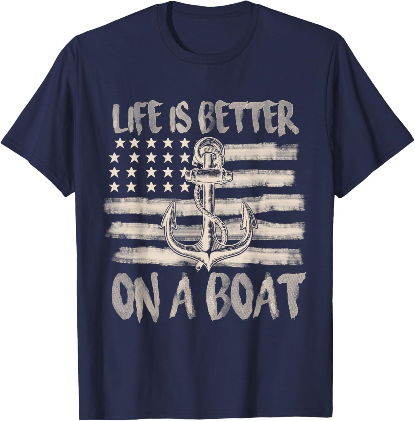 Funny Sailing Boating Sailor Boat Life Is Better On a Boat T-Shirt - T-Shirt | Navy