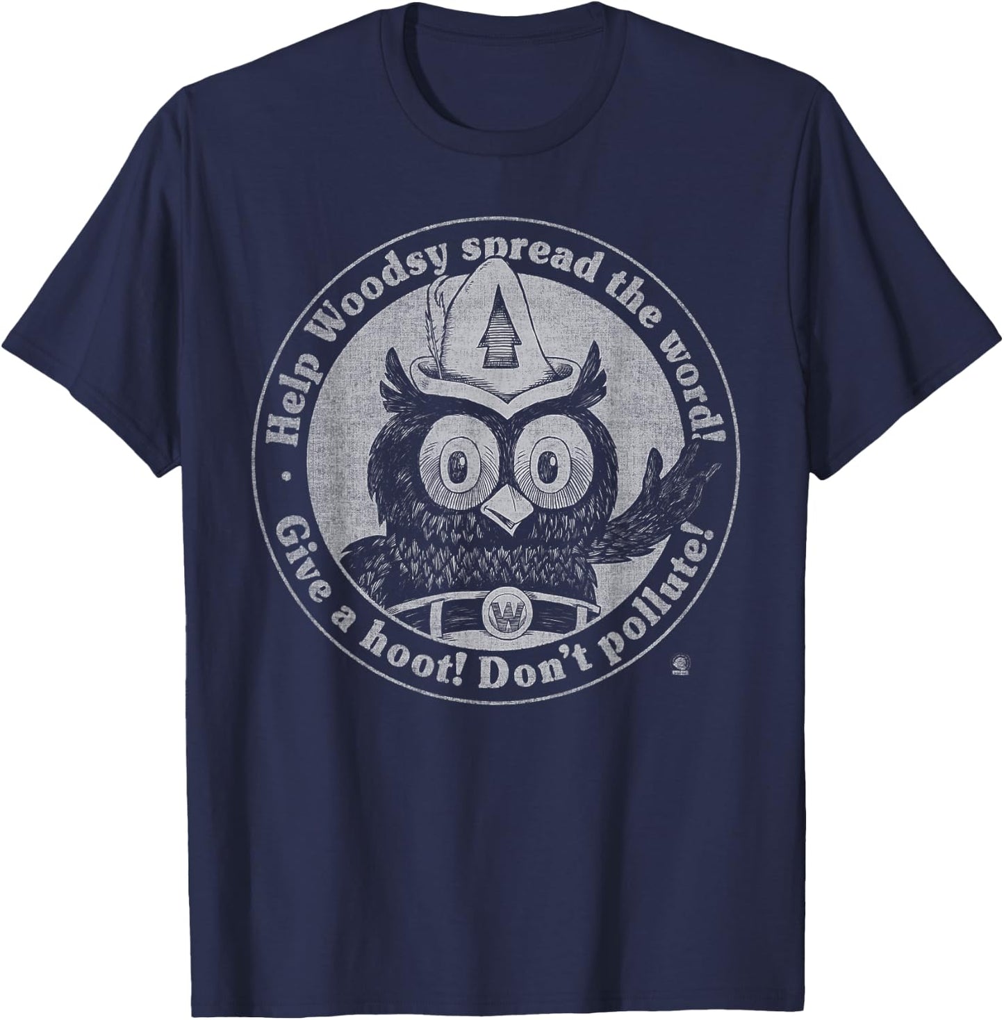 Woodsy Owl Give a Hoot Distressed and Faded Retro T-Shirt - T-Shirt | Navy