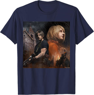 RESIDENT EVIL 4 Leon & Ashley T-Shirt - T-Shirt | Navy