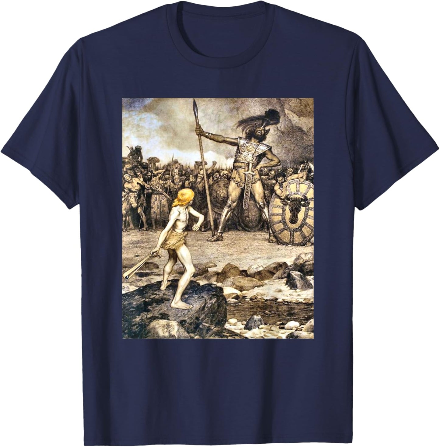 David And Goliath , Small, Black T-Shirt - T-Shirt | Navy