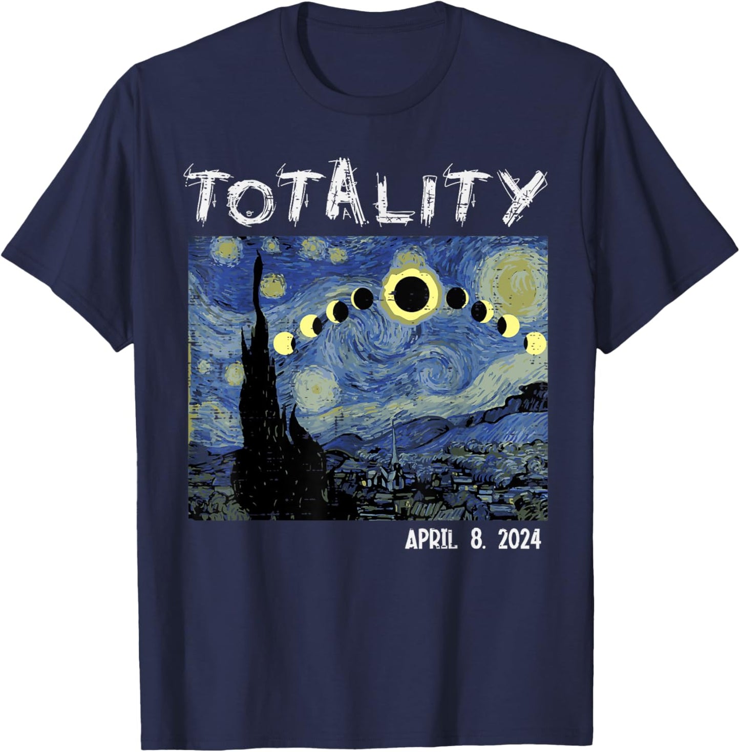 Art Solar Eclipse 2024 Totality April 8 Men Women Kids T-Shirt - T-Shirt | Navy
