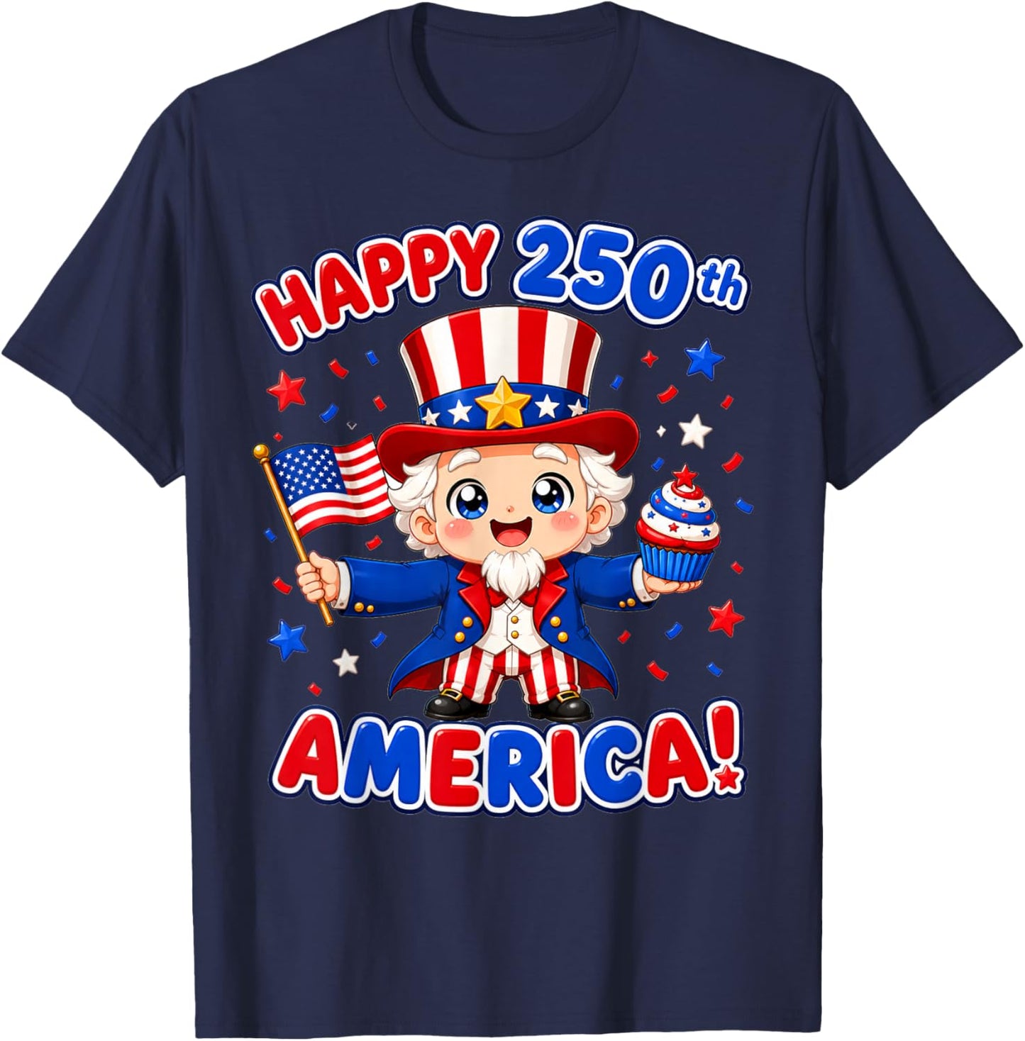 250 Anniversary USA Kids Toddler Girl Boy Kawaii T-Shirt - T-Shirt | Navy