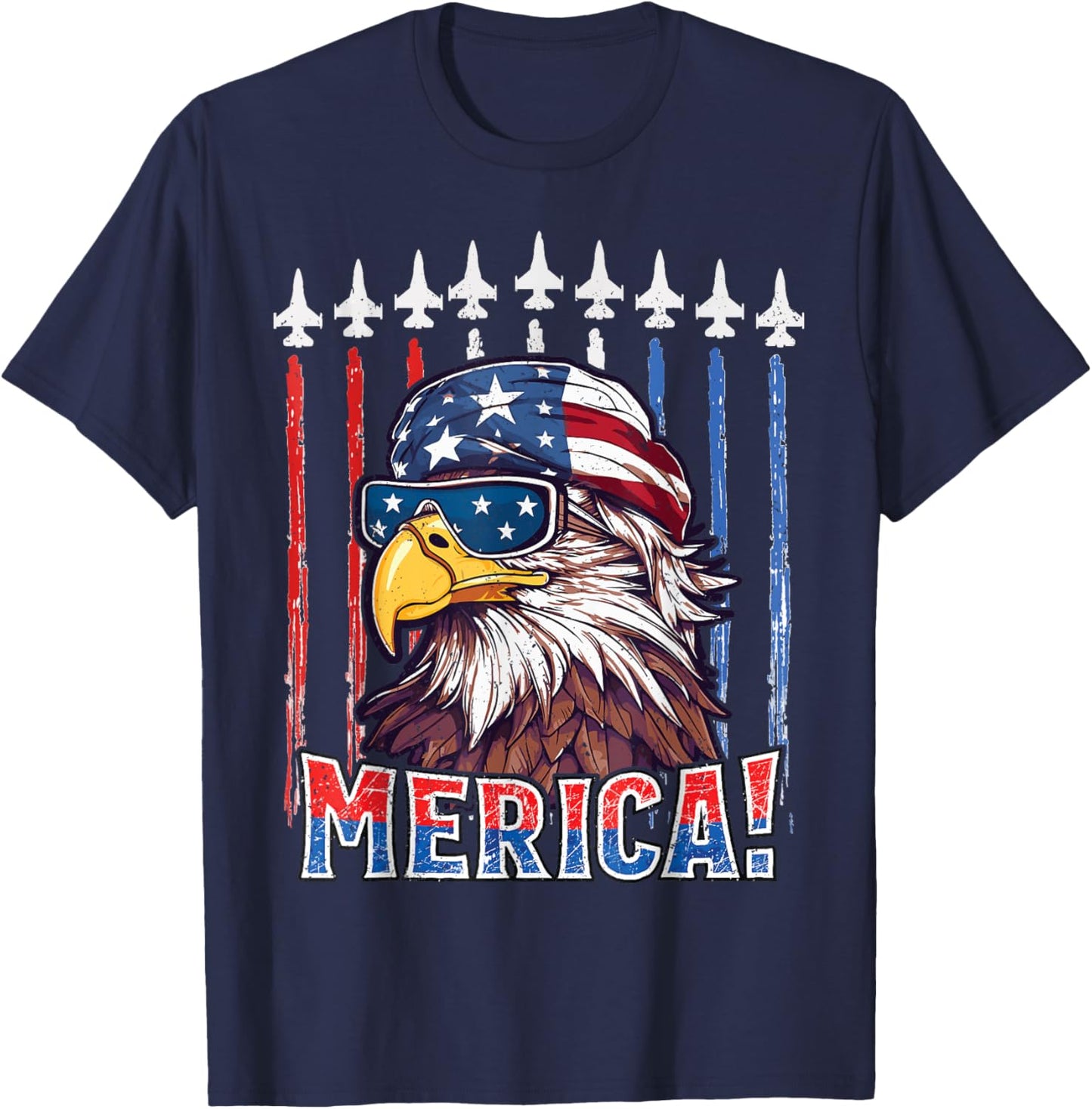 Merica Eagle 4th of july Patriotic freedom Eagle mullet T-Shirt - T-Shirt | Navy