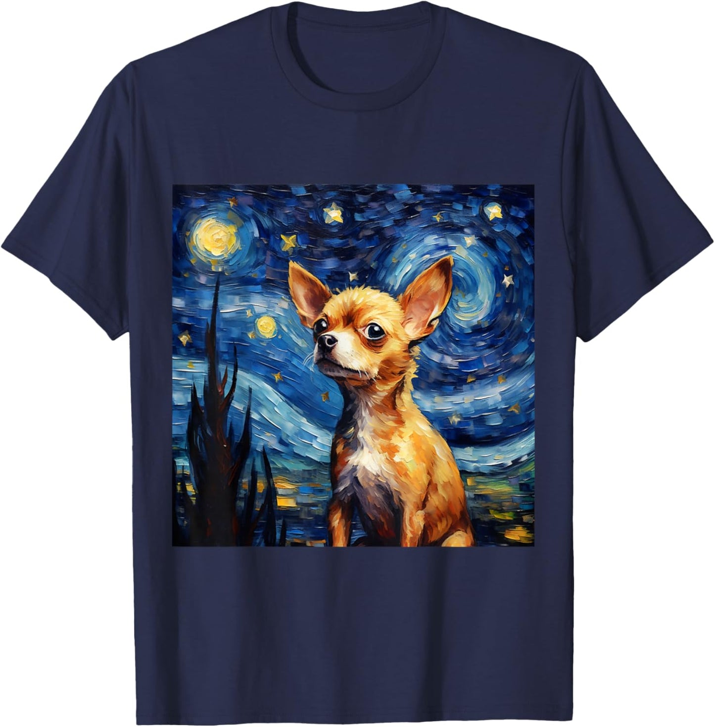 Chihuahua Starry Night - Chihuahua T-Shirt - T-Shirt | Navy