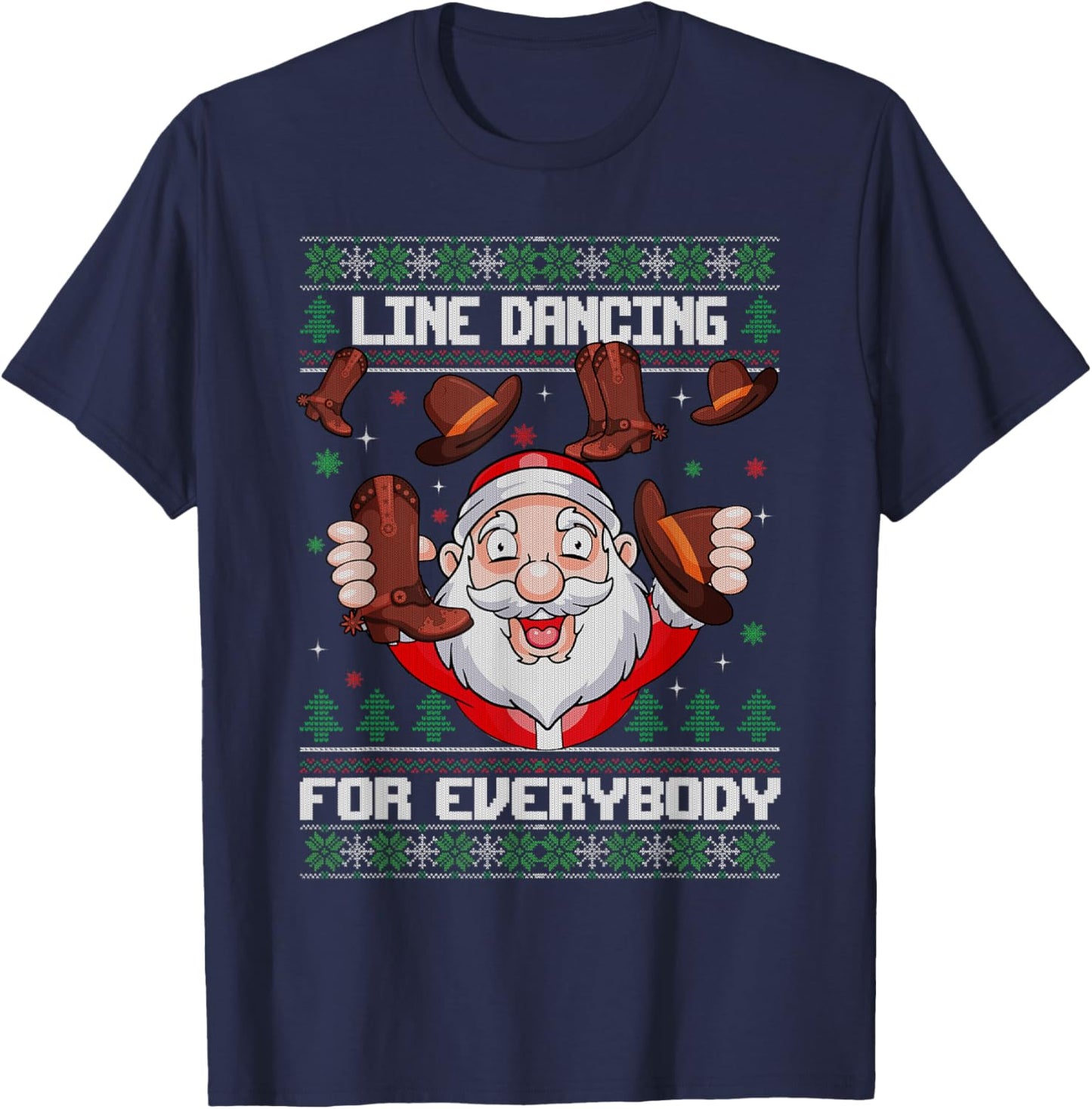 Line Dancing for Everybody Santa Ugly Christmas Line Dance T-Shirt - T-Shirt | Navy