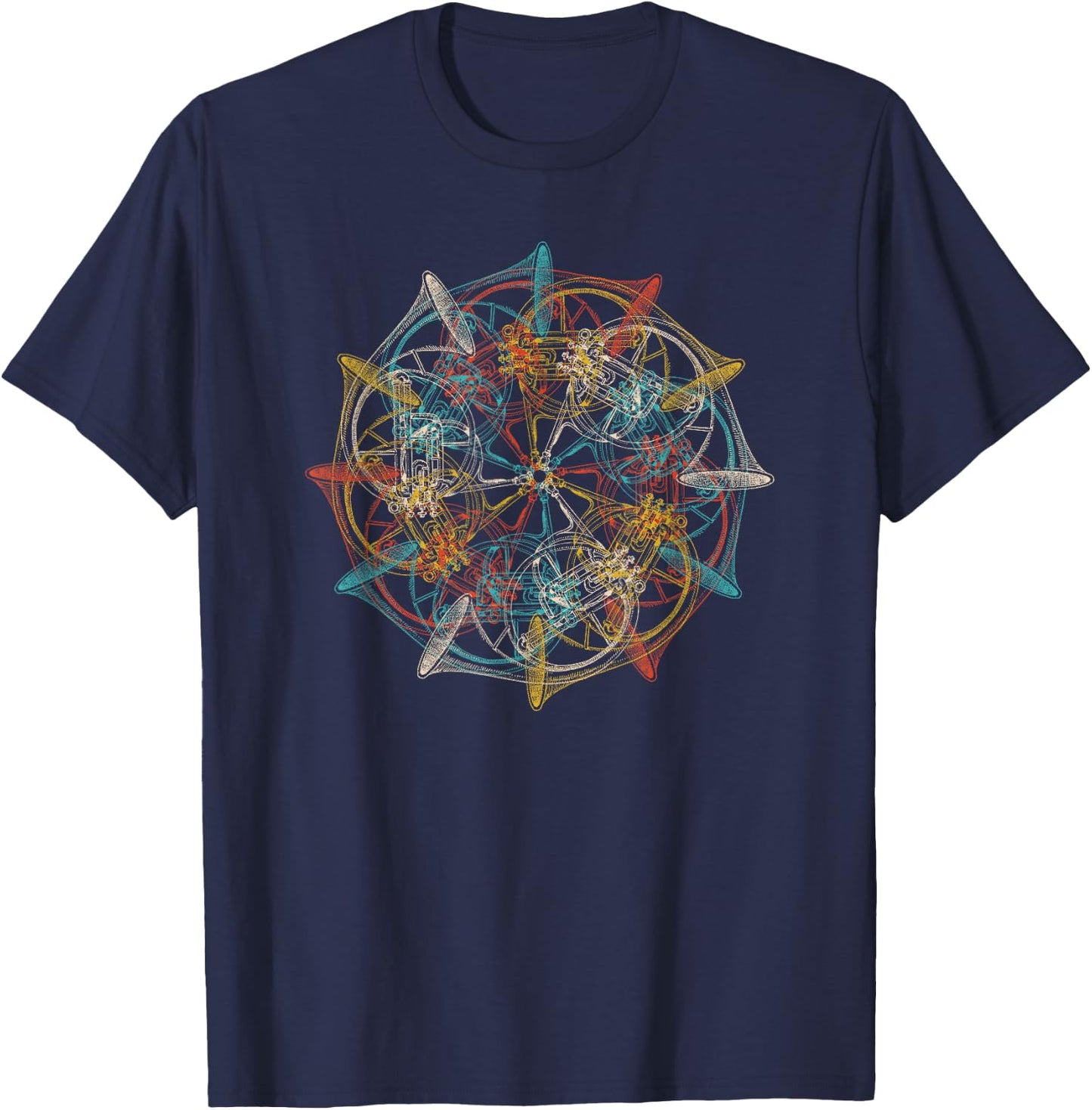 French Horn Vintage Marching Band Musician T-Shirt - T-Shirt | Navy