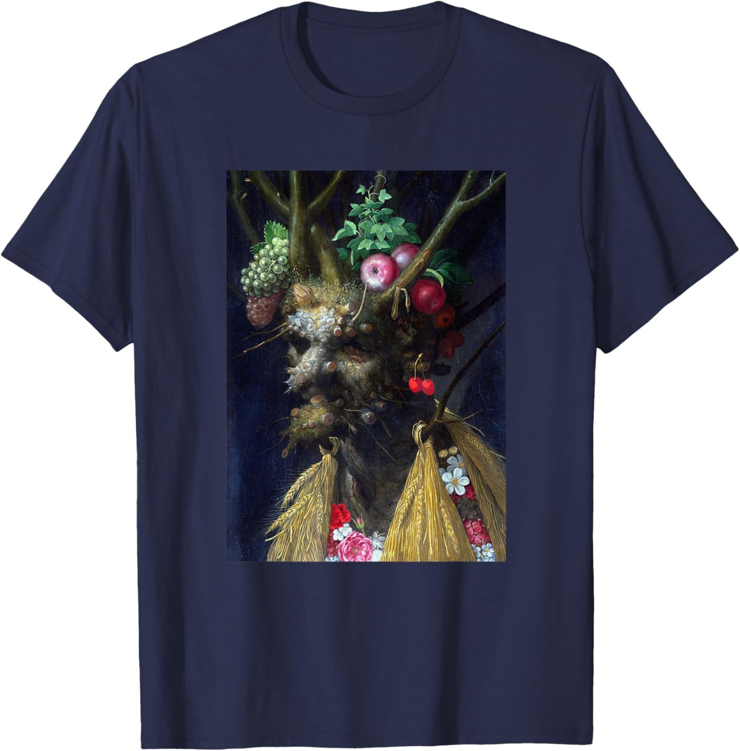 Four Seasons in One Head by Giuseppe Arcimboldo T-Shirt - T-Shirt | Navy