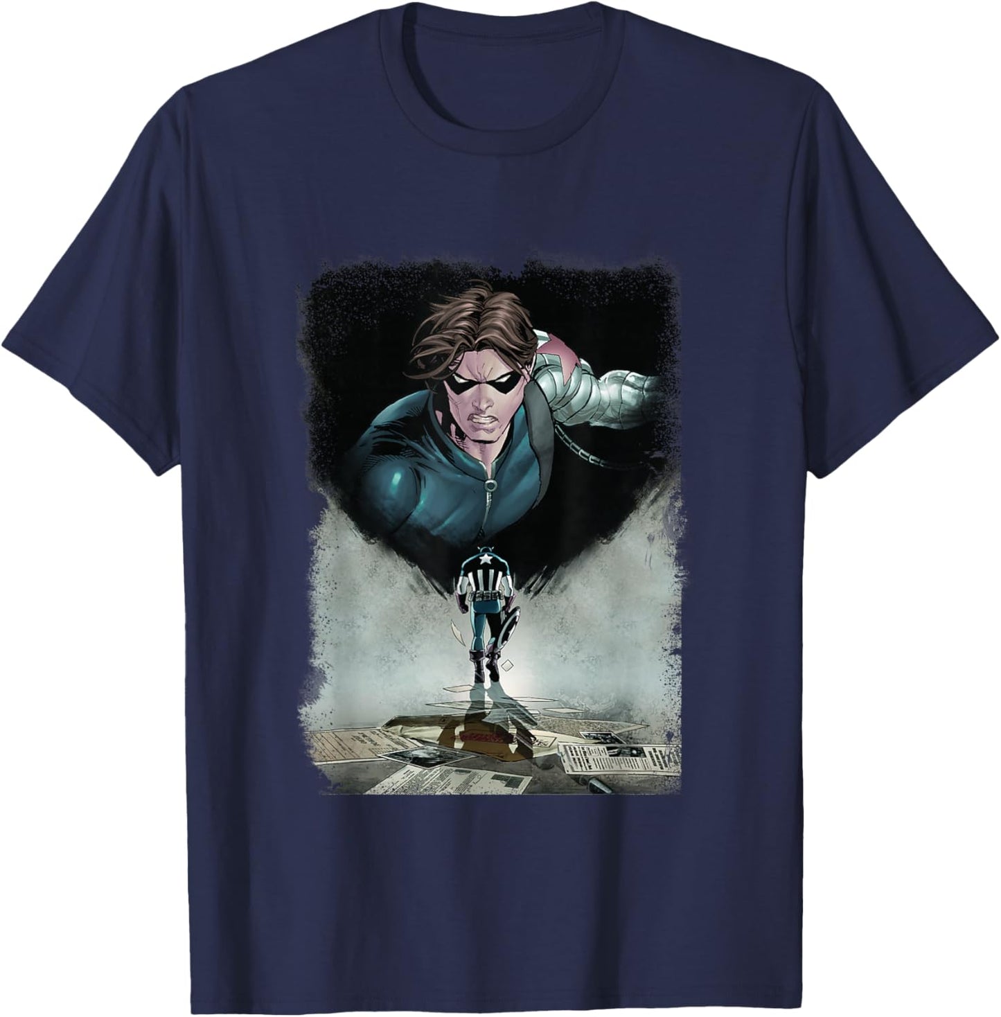 Marvel Comics Retro Classic Captain America Winter Soldier T-Shirt - T-Shirt | Navy