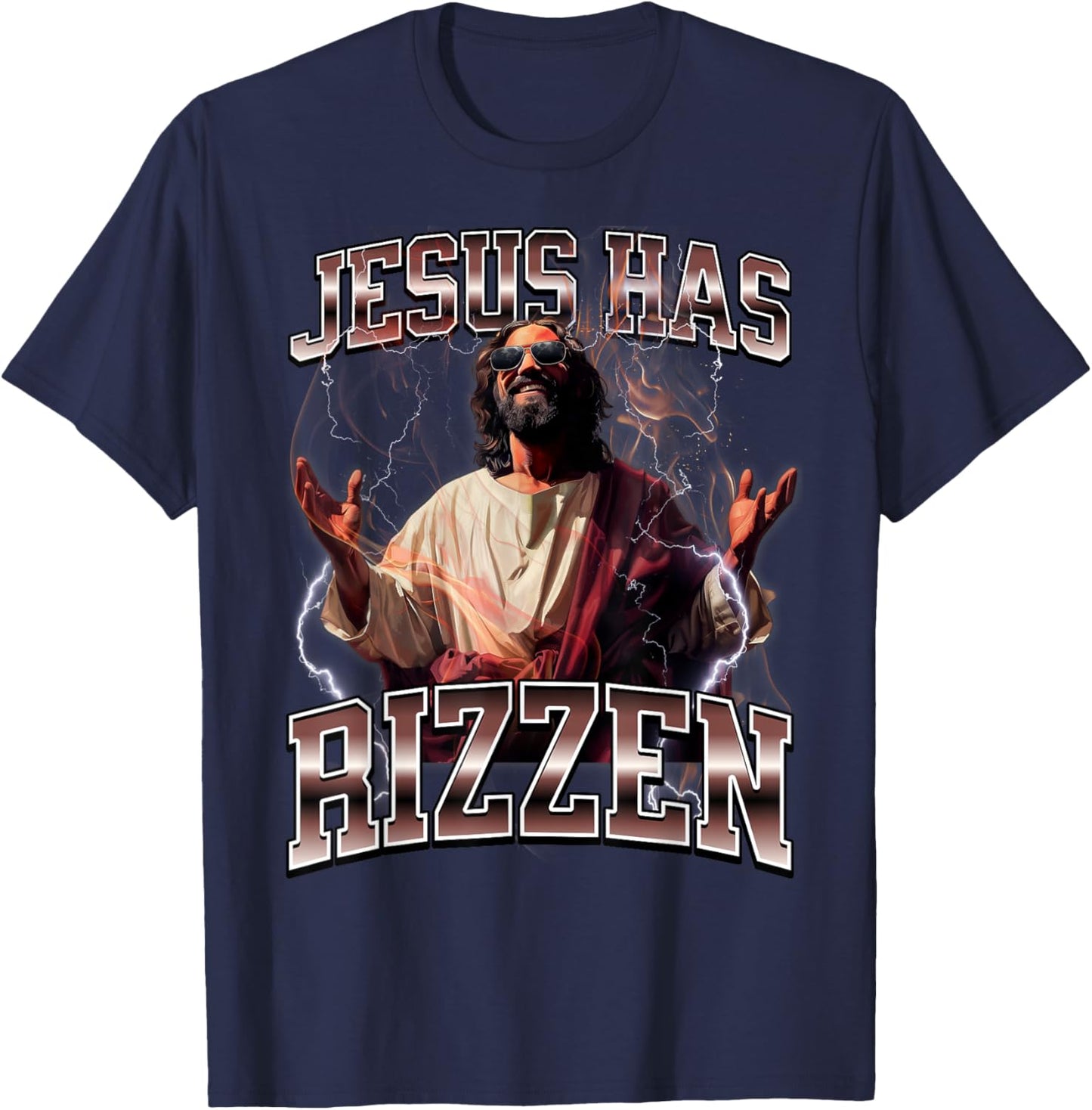 Jesus Has Rizzen T-Shirt - T-Shirt | Navy