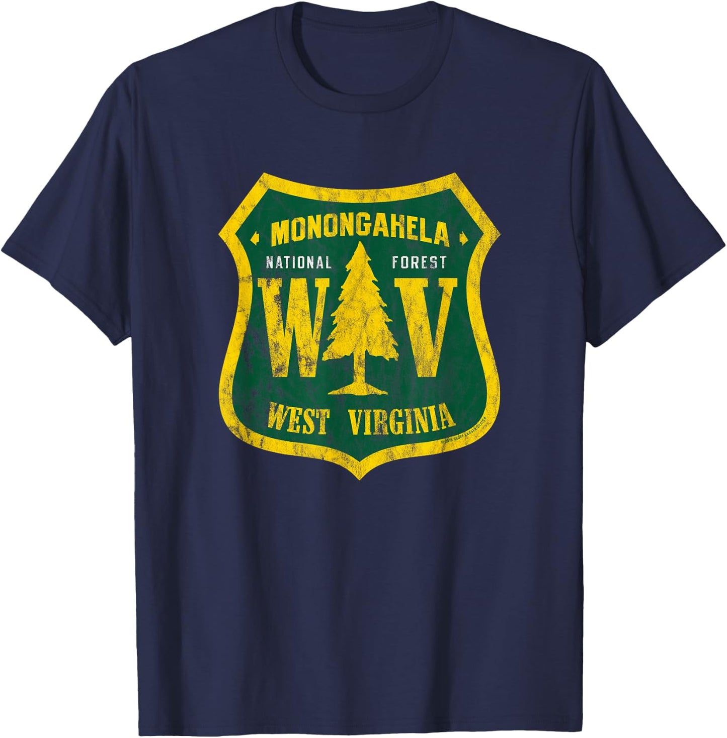 Monongahela National Forest West Virginia Shield Retro Look T-Shirt - T-Shirt | Navy
