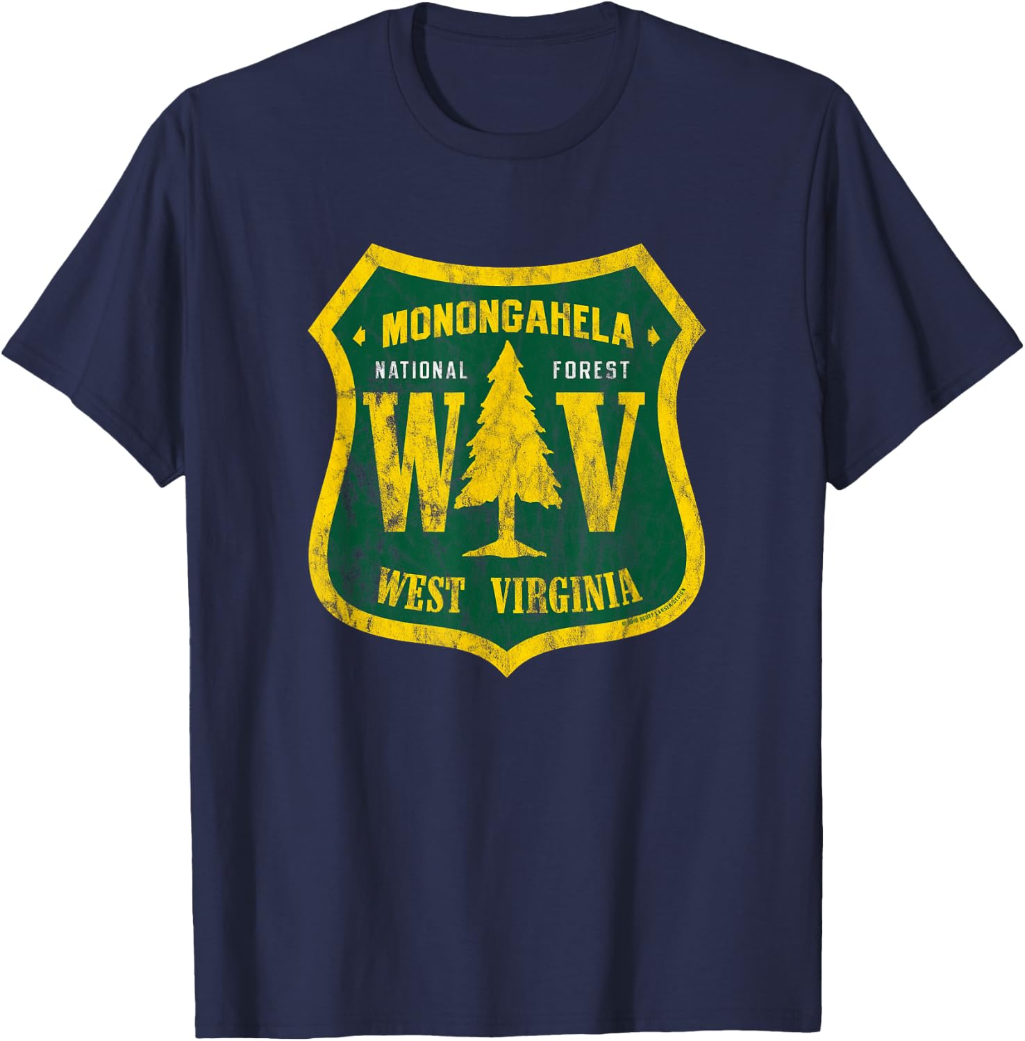 Monongahela National Forest West Virginia Shield Retro Look T-Shirt - T-Shirt | Navy