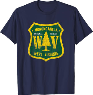 Monongahela National Forest West Virginia Shield Retro Look T-Shirt - T-Shirt | Navy
