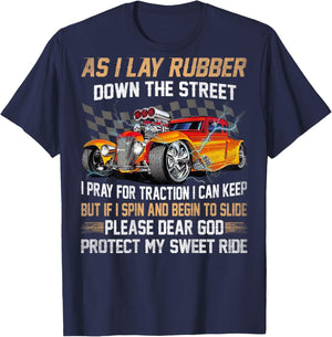 As I Lay Rubber Down The Street Hot Rods T-Shirt - T-Shirt | Navy