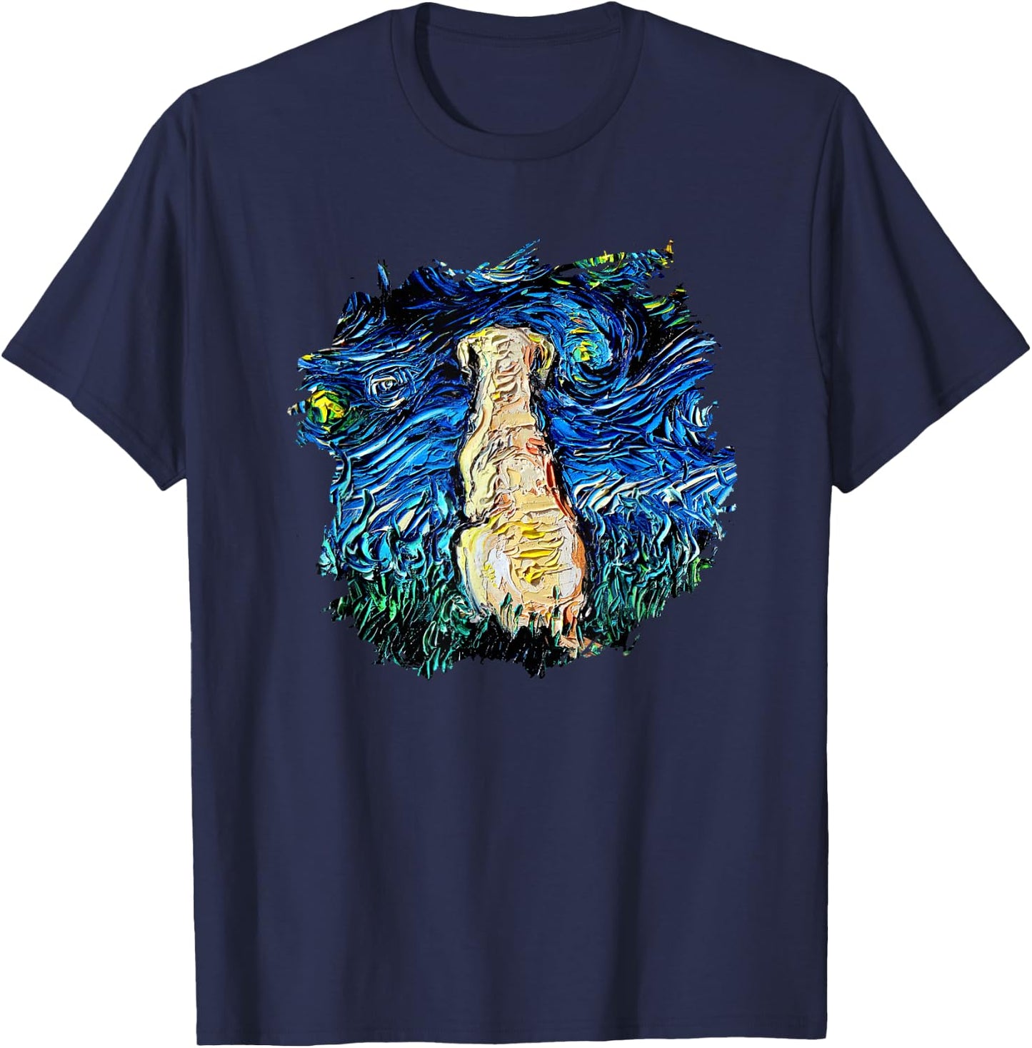 Yellow Labrador Starry Night Impressionist Dog Art by Aja Women Kids T-Shirt - T-Shirt | Navy