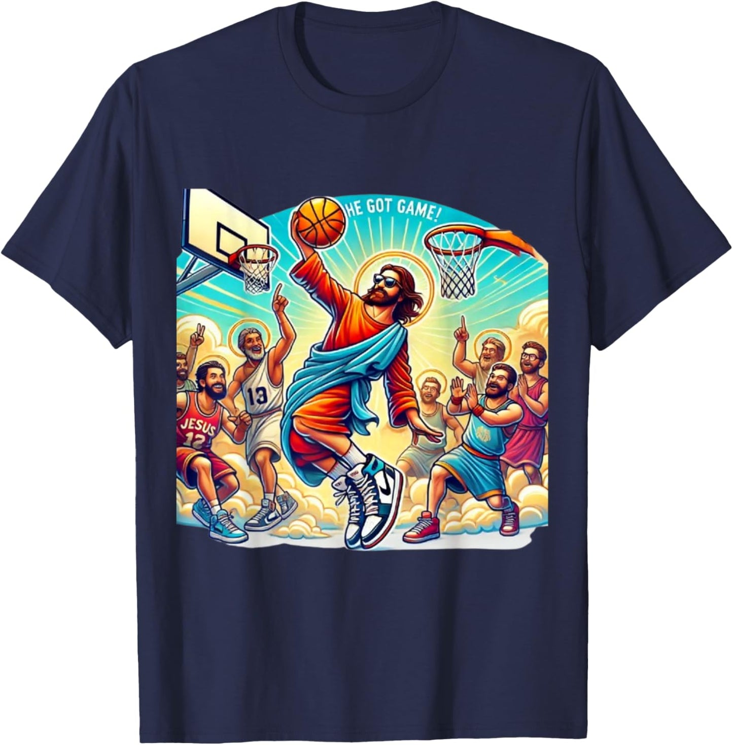 Ballin with the Messiah Join the Jesus Basketball Community T-Shirt - T-Shirt | Navy