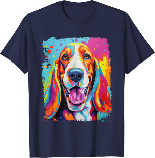 Vintage Dog Basset Hound T-Shirt - T-Shirt | Navy