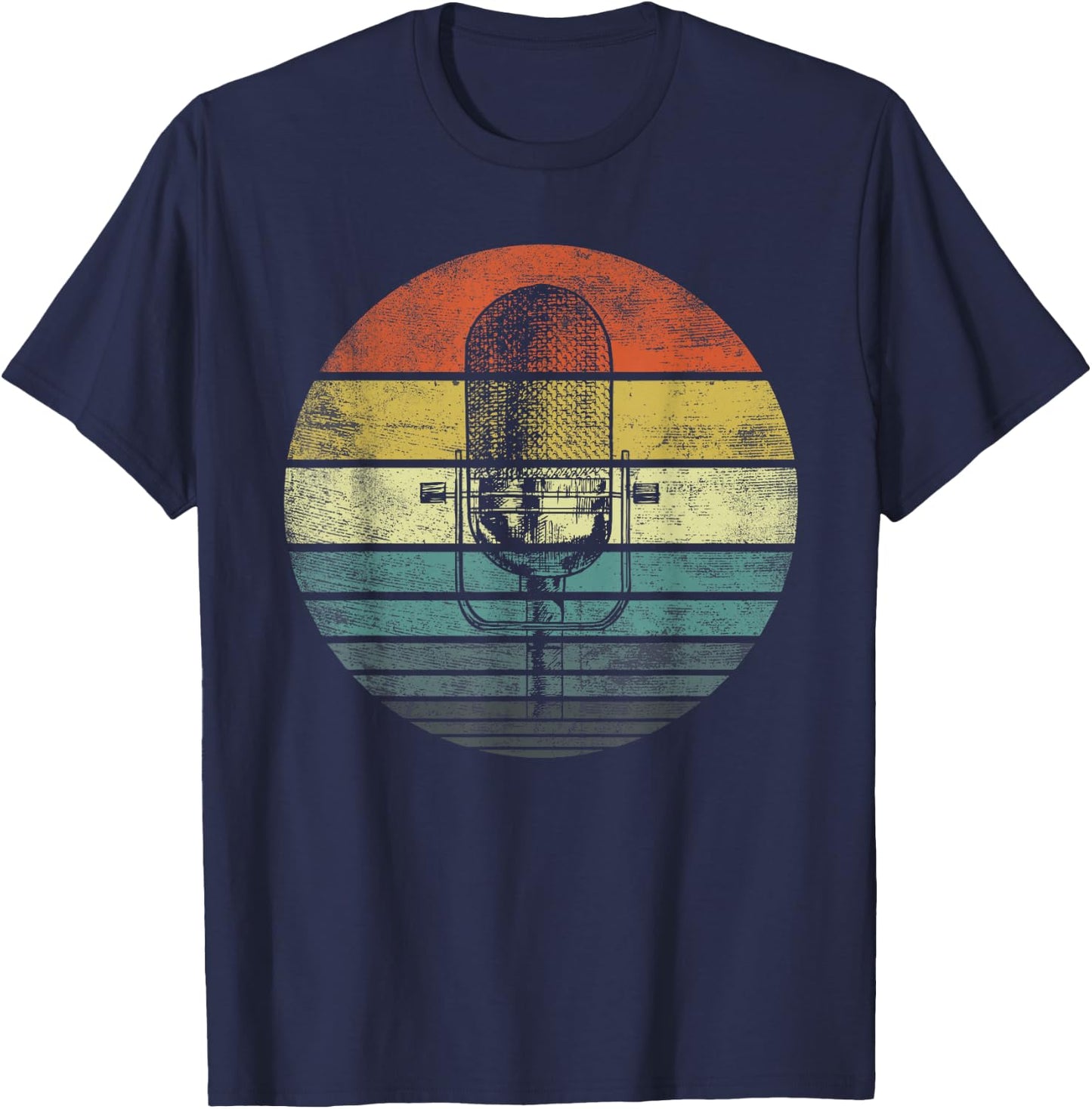 Singer Vocalist Musician Gift Funny Retro Microphone Singing T-Shirt - T-Shirt | Navy