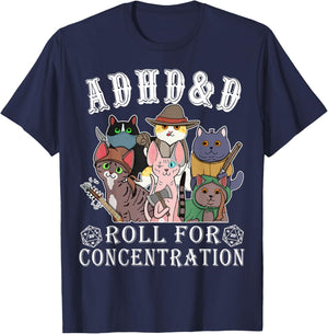Cats RPG Gamer Roll For Concentration D20 Dice Nerdy Men Kid T-Shirt - T-Shirt | Navy