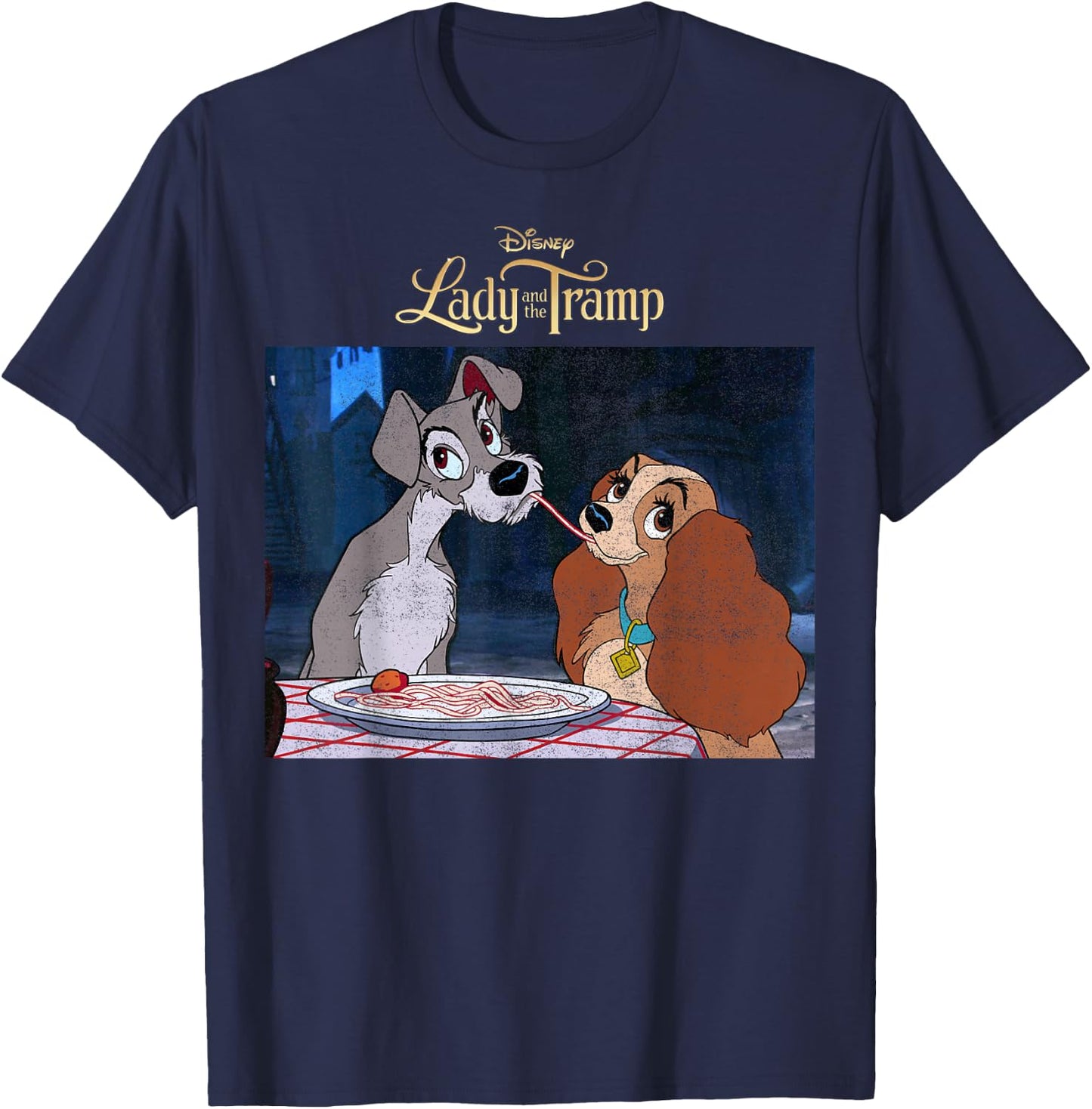 Disney Lady And The Tramp Iconic Scene Logo T-Shirt - T-Shirt | Navy