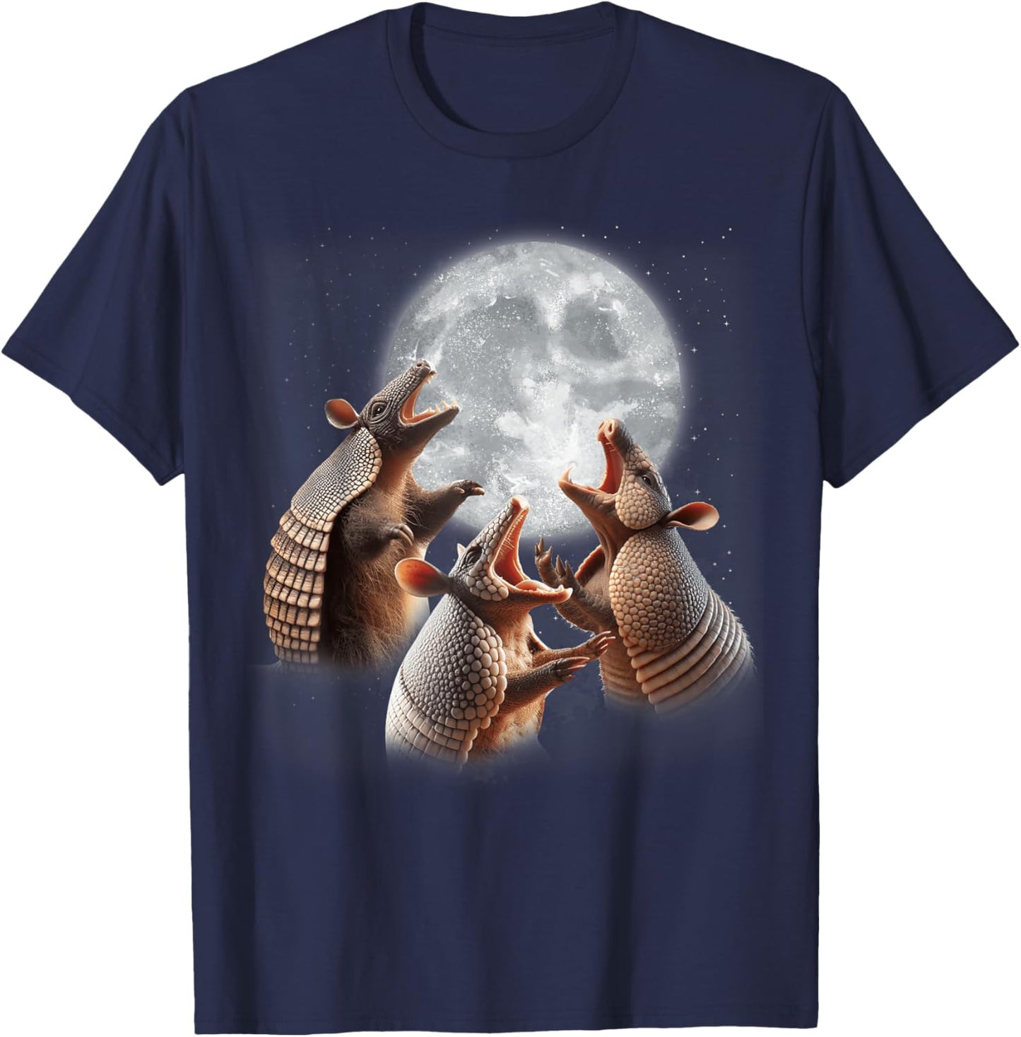 3 Armadillos Howling At The Moon Funny Armadillo Lover Kids T-Shirt - T-Shirt | Navy