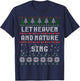 Let Heaven And Nature Sing Christmas Ugly Sweater T-Shirt - T-Shirt | Navy