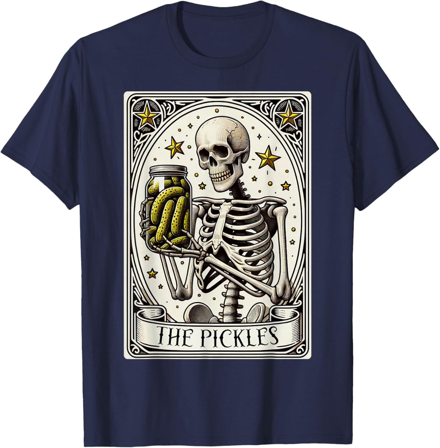 The Pickles Tarot Card Skeleton Canning Season Gardener T-Shirt - T-Shirt | Navy
