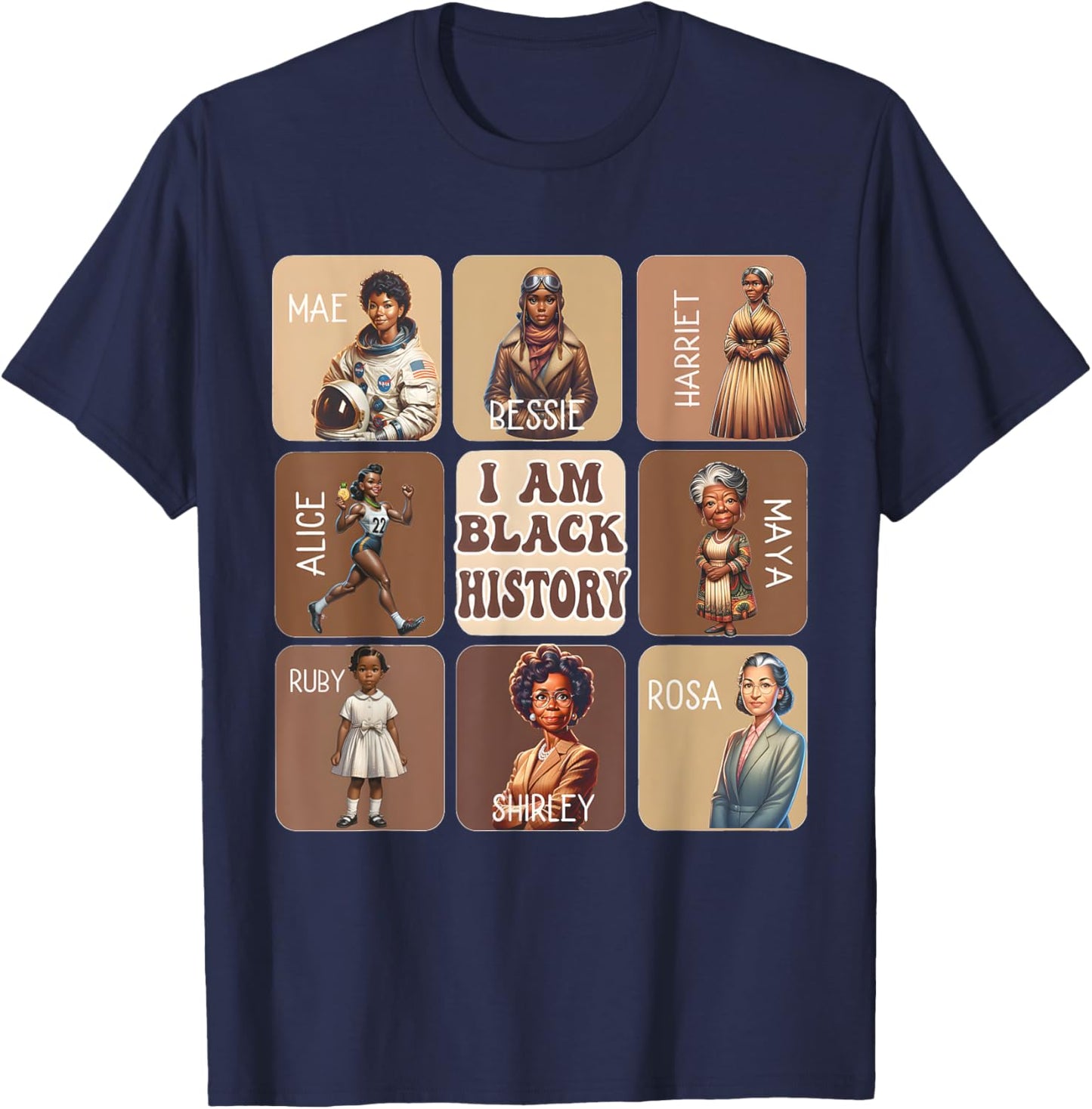 I Am Black History Month African American Pride Celebration T-Shirt - T-Shirt | Navy