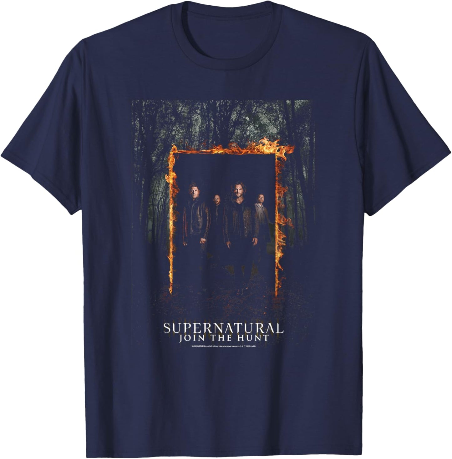 Supernatural Group Shot Join The Hunt Portal Poster T-Shirt - T-Shirt | Navy