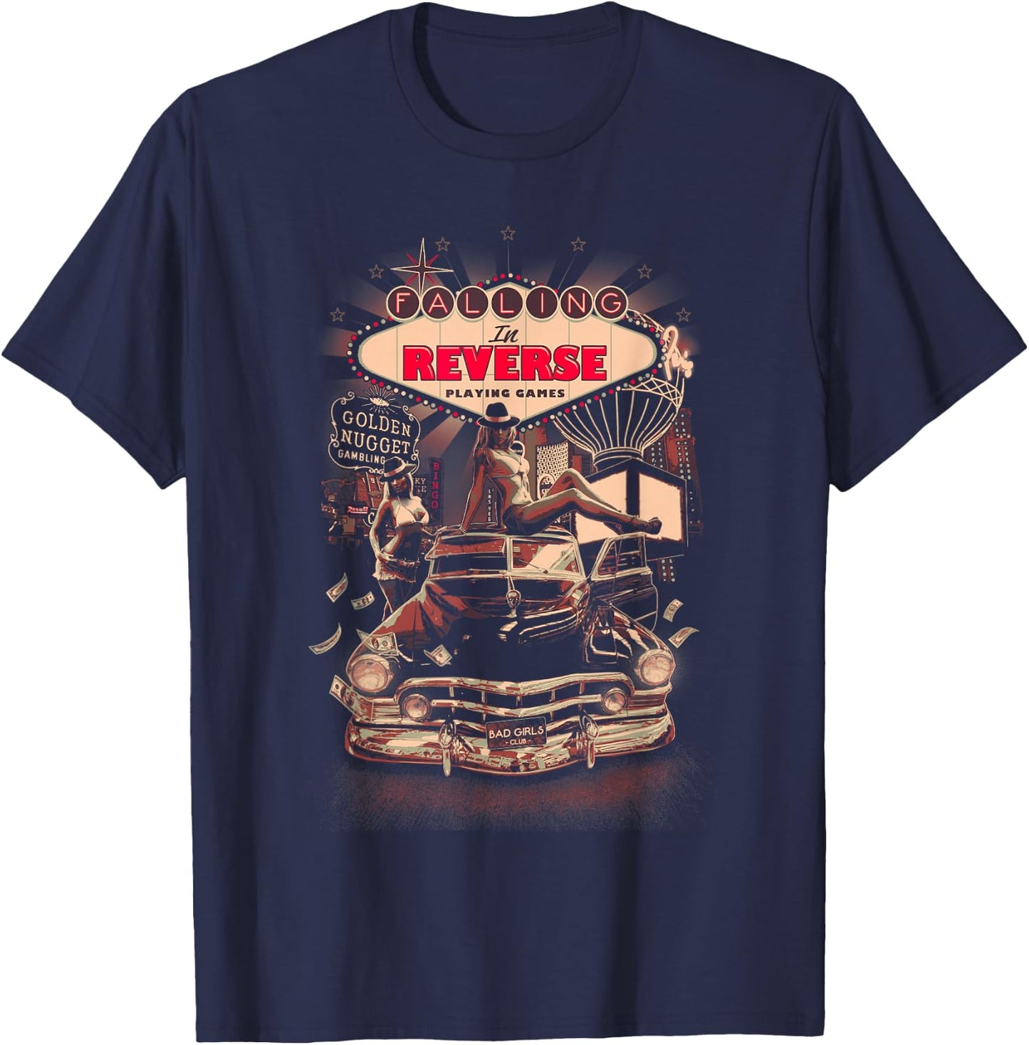 Falling in Reverse - Official Merchandise - Sin City Small T-Shirt - T-Shirt | Navy