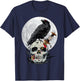 Bird Lover Vintage Crow Skull Moon Raven Gothic T-Shirt - T-Shirt | Navy
