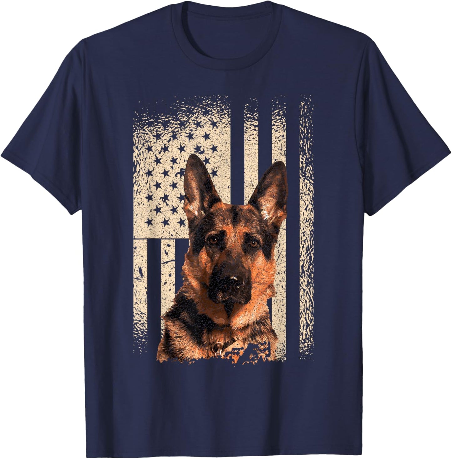 German Shepherd Dog USA Men Woman Patriotic Memorial T-Shirt - T-Shirt | Navy