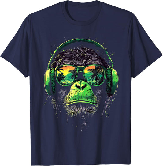 Funny Monkey with sunglasses cool Graffiti Urban art street T-Shirt - T-Shirt | Navy