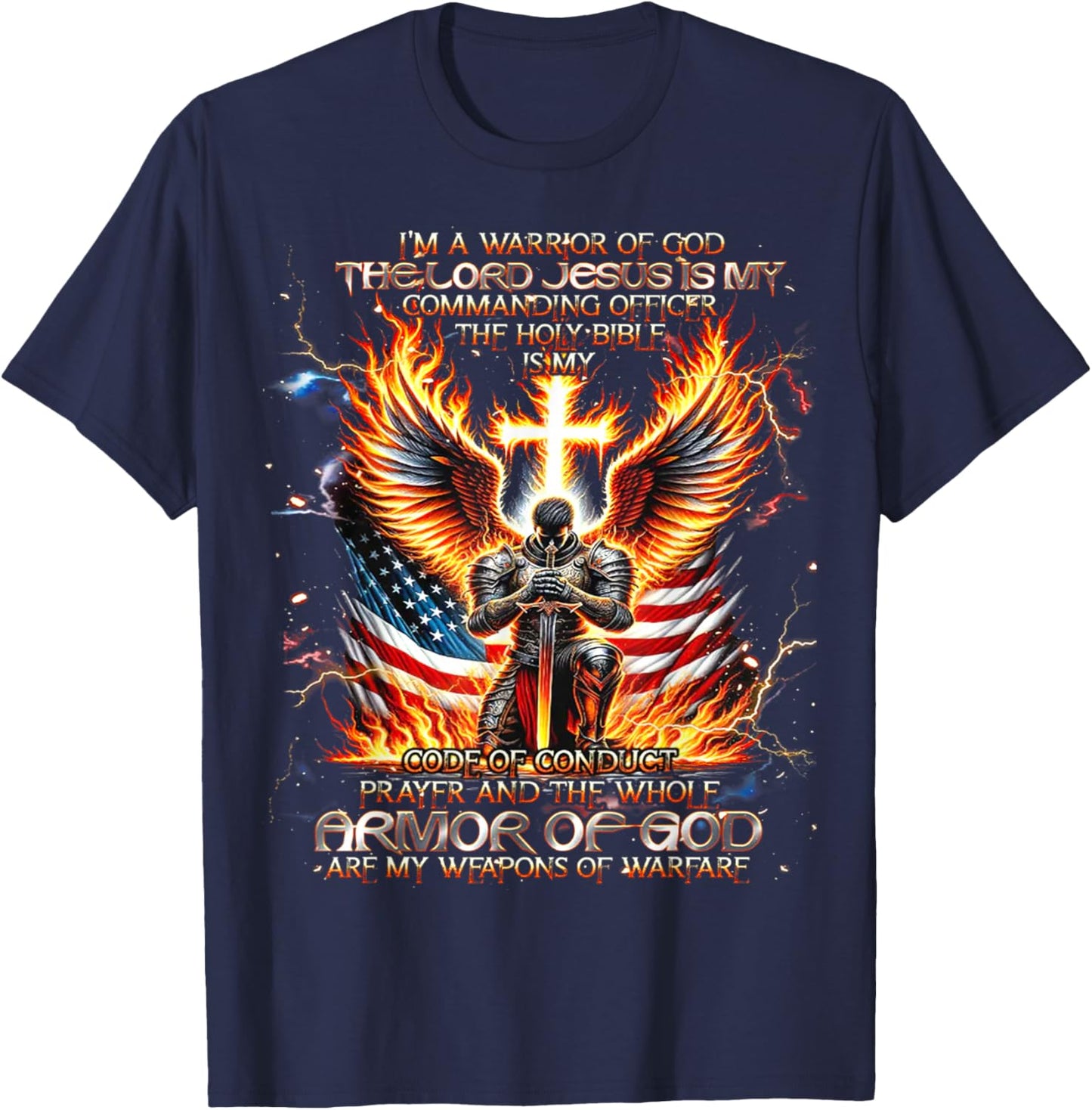 I'm A Warrior of God The Lord Jesus is My Commanding- Knight T-Shirt - T-Shirt | Navy
