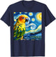 Sun Conure Mom Starry Night Sky Art Van Gogh Bird Parrot T-Shirt - T-Shirt | Navy