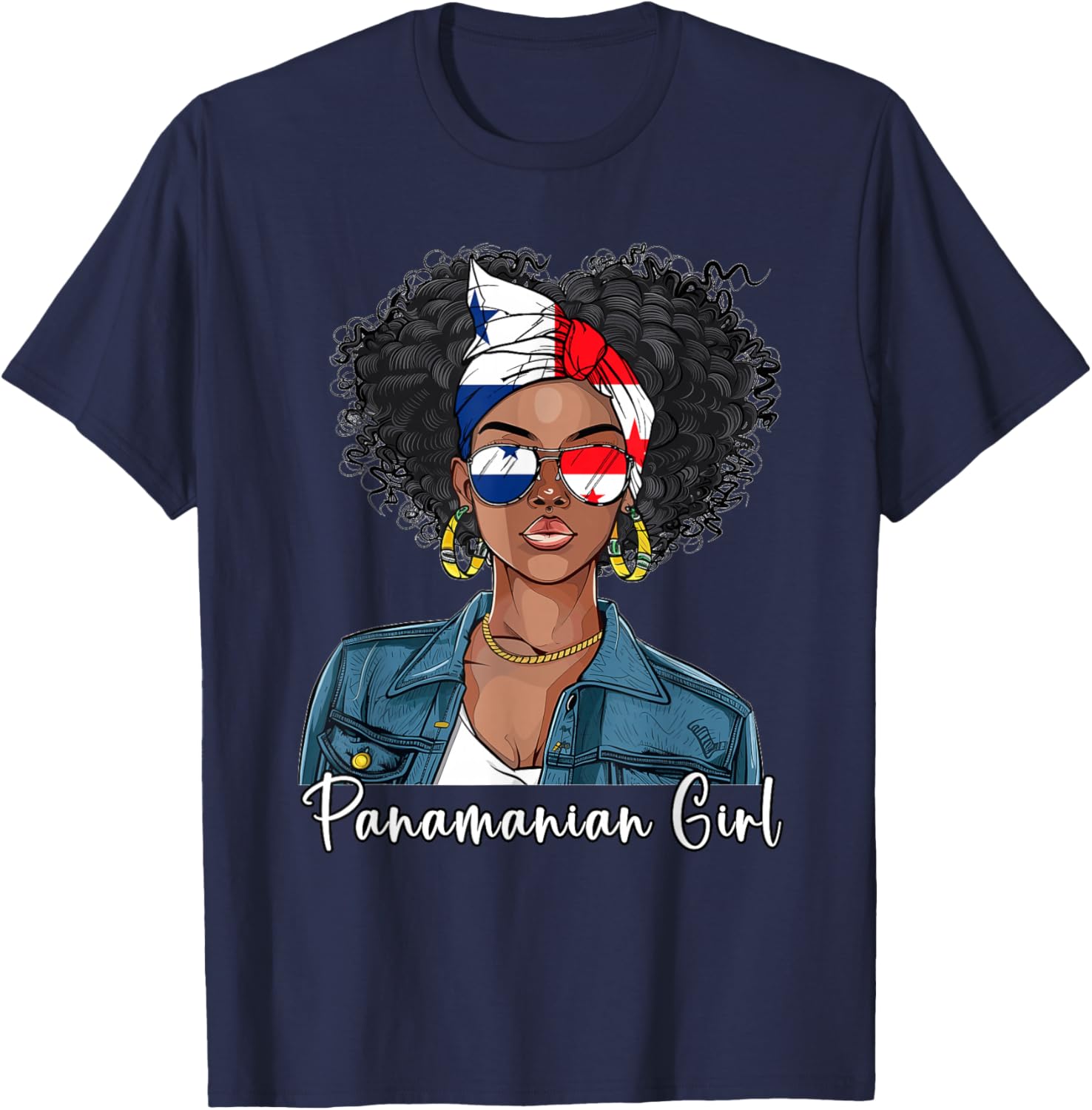 Panamanian Flag Souvenirs Woman Uniform Dress Girl Panama T-Shirt - T-Shirt | Navy