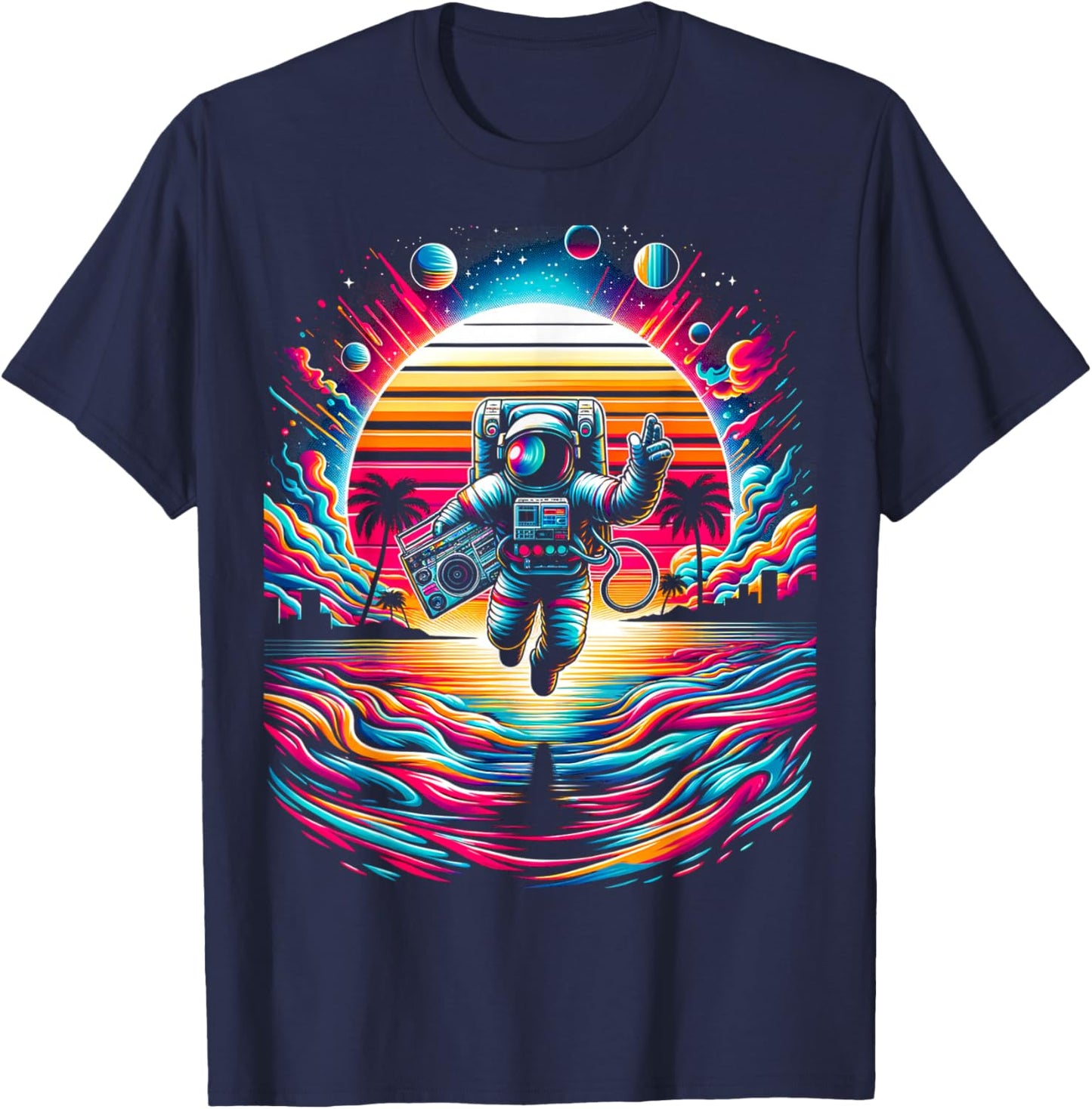 Flying Astronaut | Men Women XS - 6XL | Graphic T-Shirt - T-Shirt | Navy
