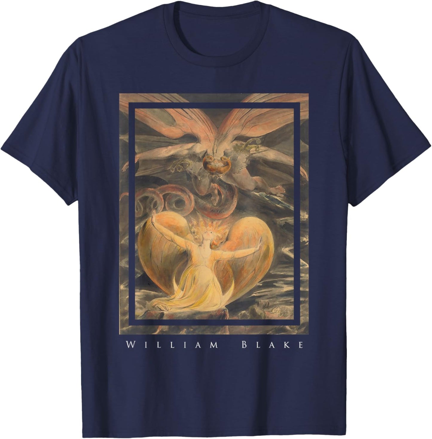 William Blake - The Red Dragon and the Woman Dressed in the Sun T-Shirt - T-Shirt | Navy