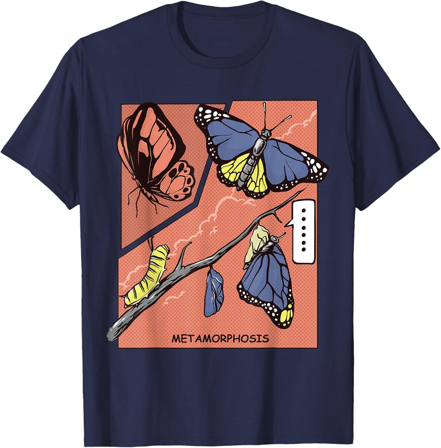 Monarch Butterfly Lover Metamorphosis Butterflies Lifecycle T-Shirt - T-Shirt | Navy