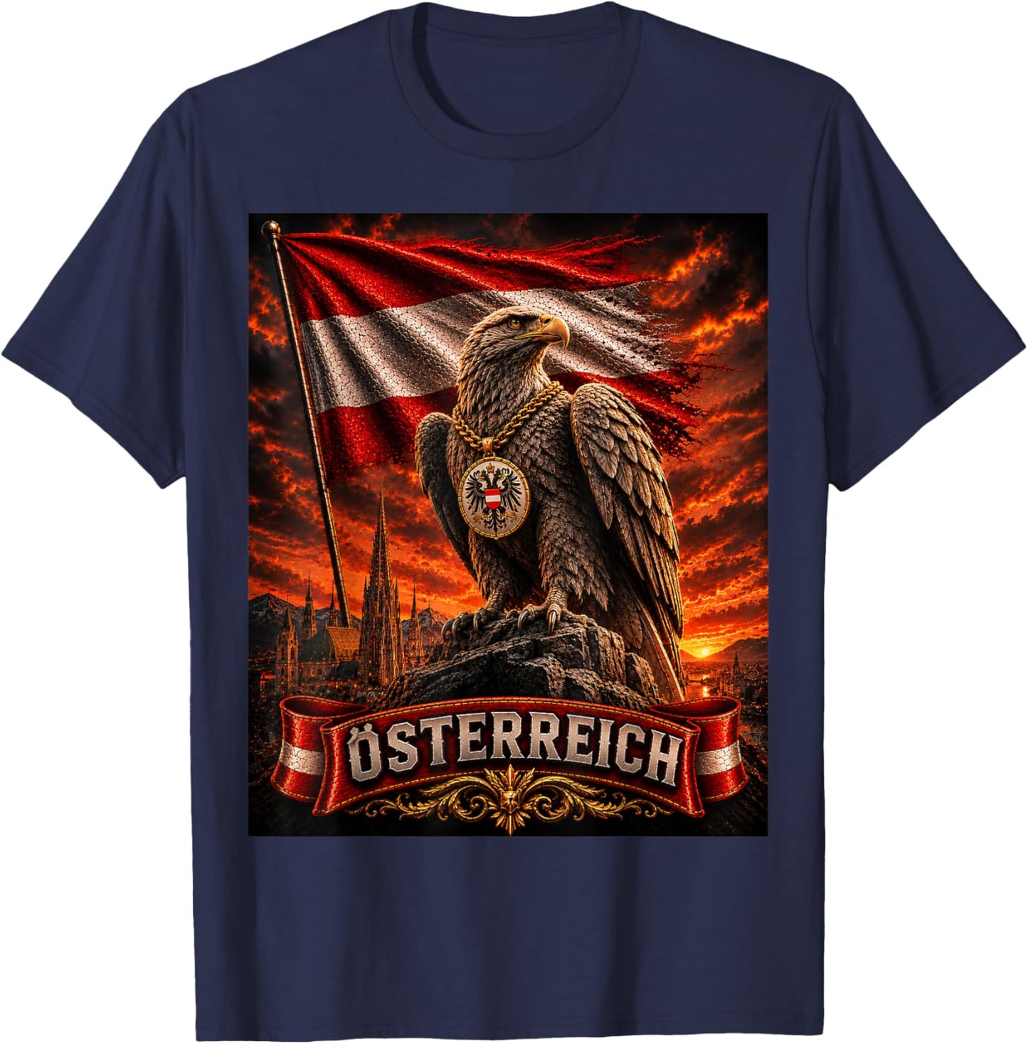 Österreich Shirt Herren & Damen Trikot Austria Adler T-Shirt - T-Shirt | Navy